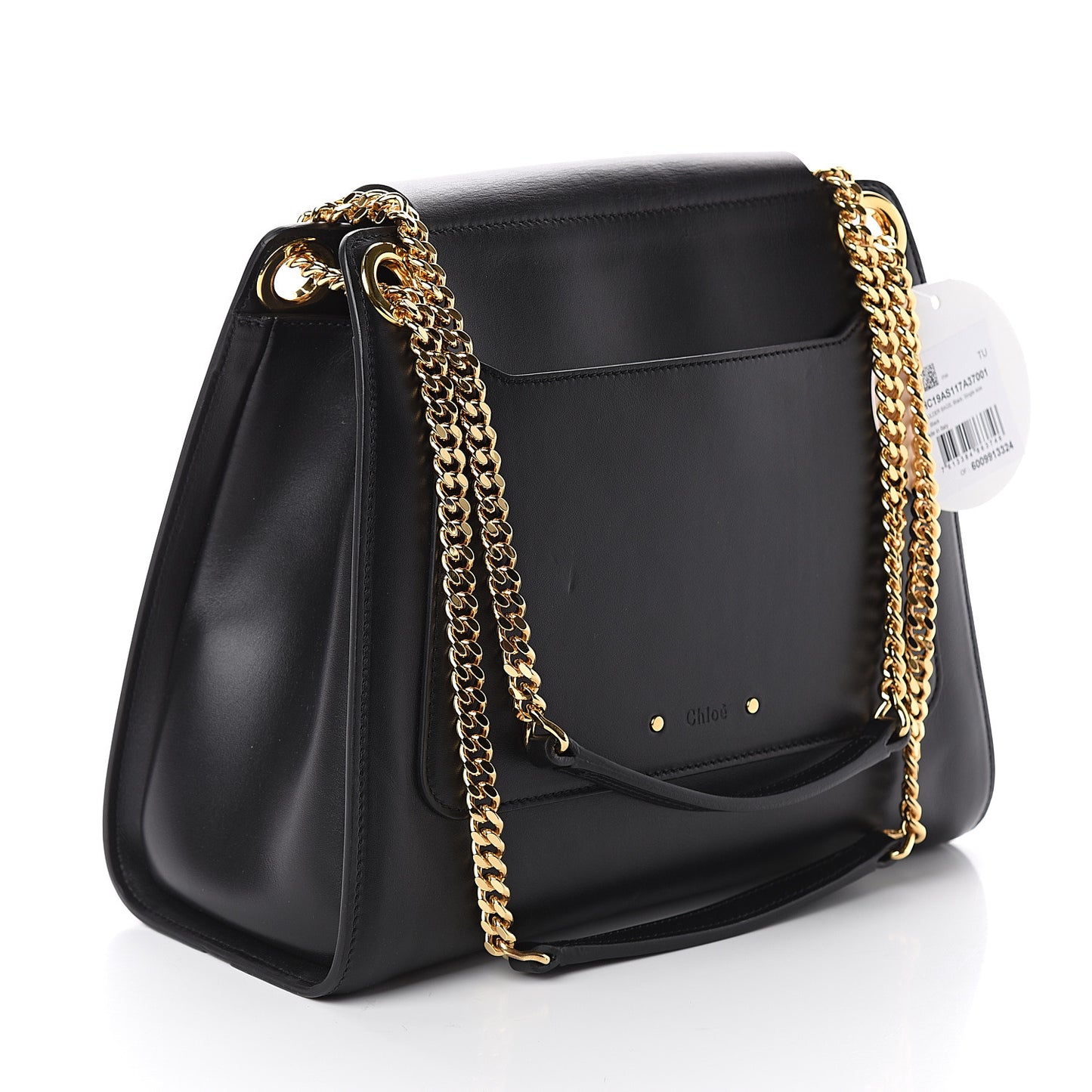 Shiny Calfskin Medium Annie Shoulder Bag Black