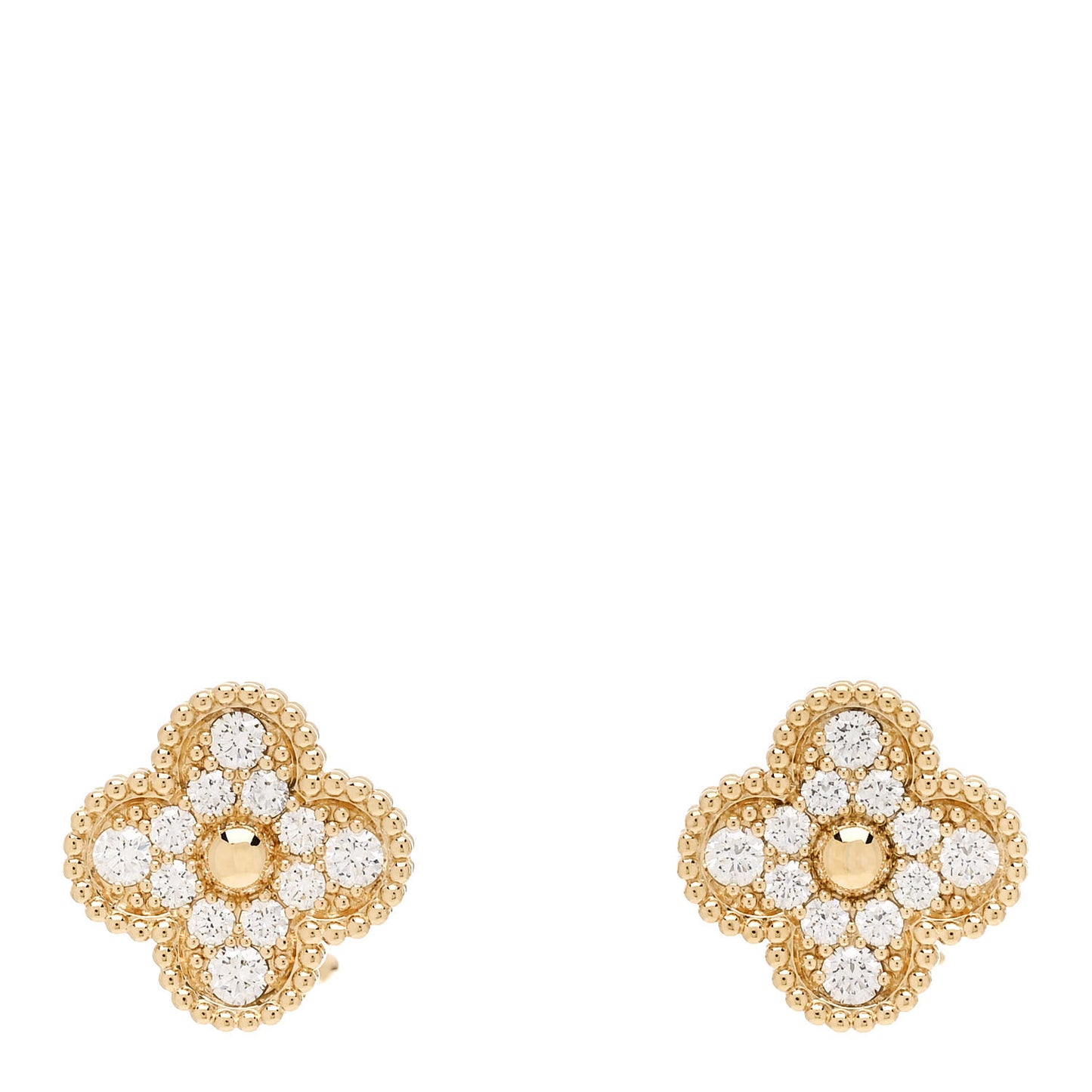 18K Yellow Gold Diamond Vintage Alhambra Earrings