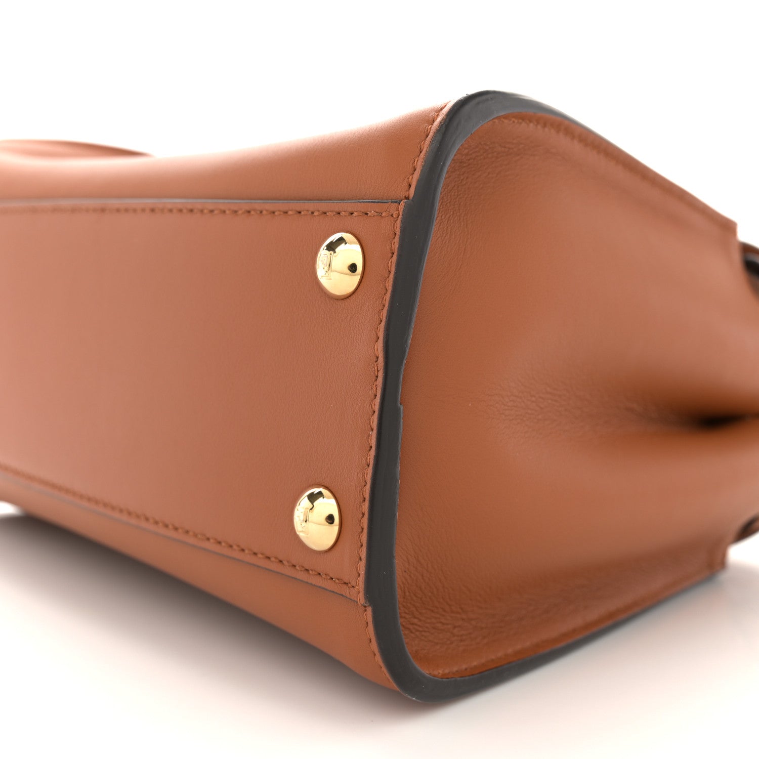 Fendi Vitello Seta Canvas FF Embroidered Mini Peekaboo Iconic Satchel Brandy Grezzo 11 of 13