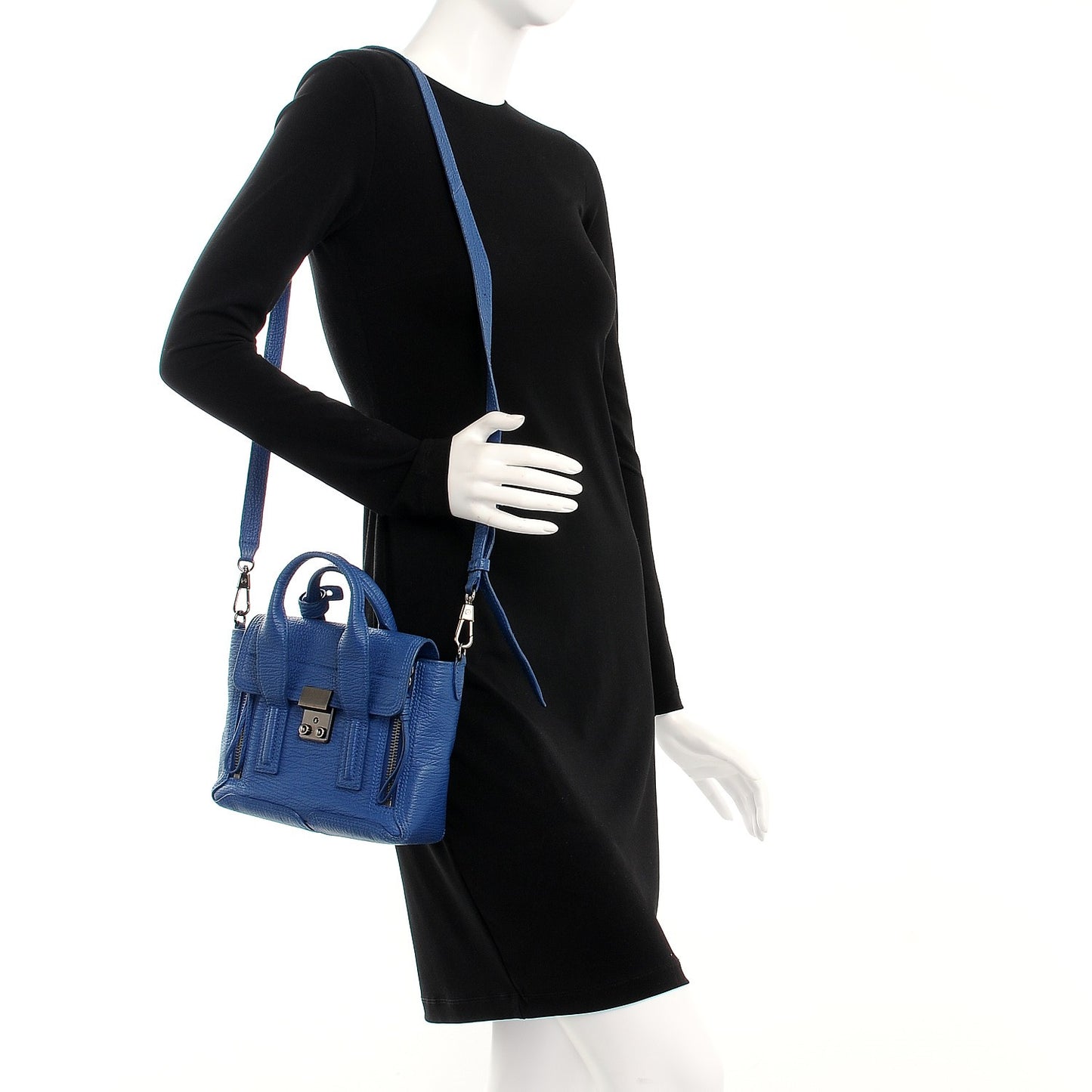 3.1 Textured Calfskin Mini Pashli Satchel Cerulean