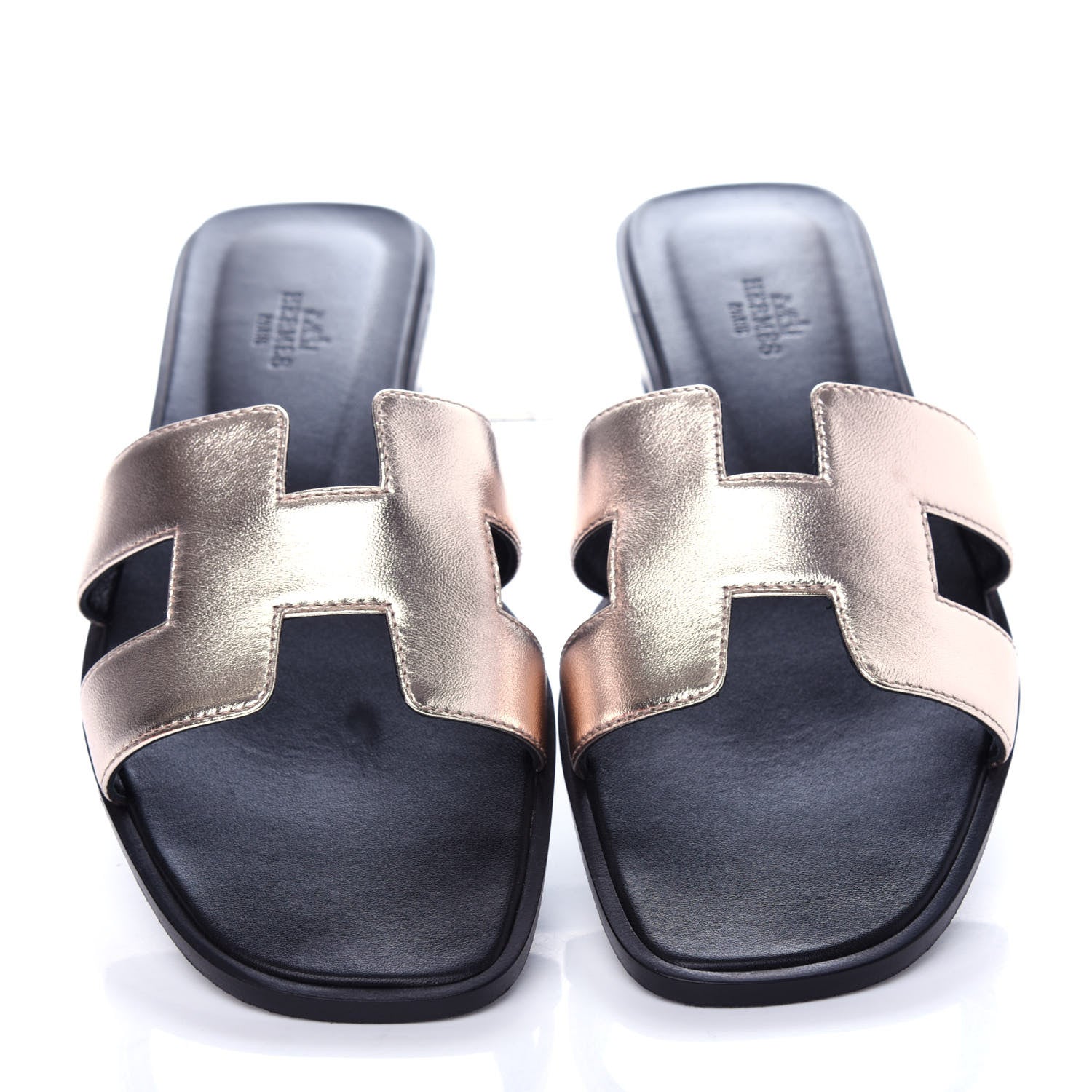 Hermes Metallic Nappa Oran Sandals 39 Rose Dore 5 of 11