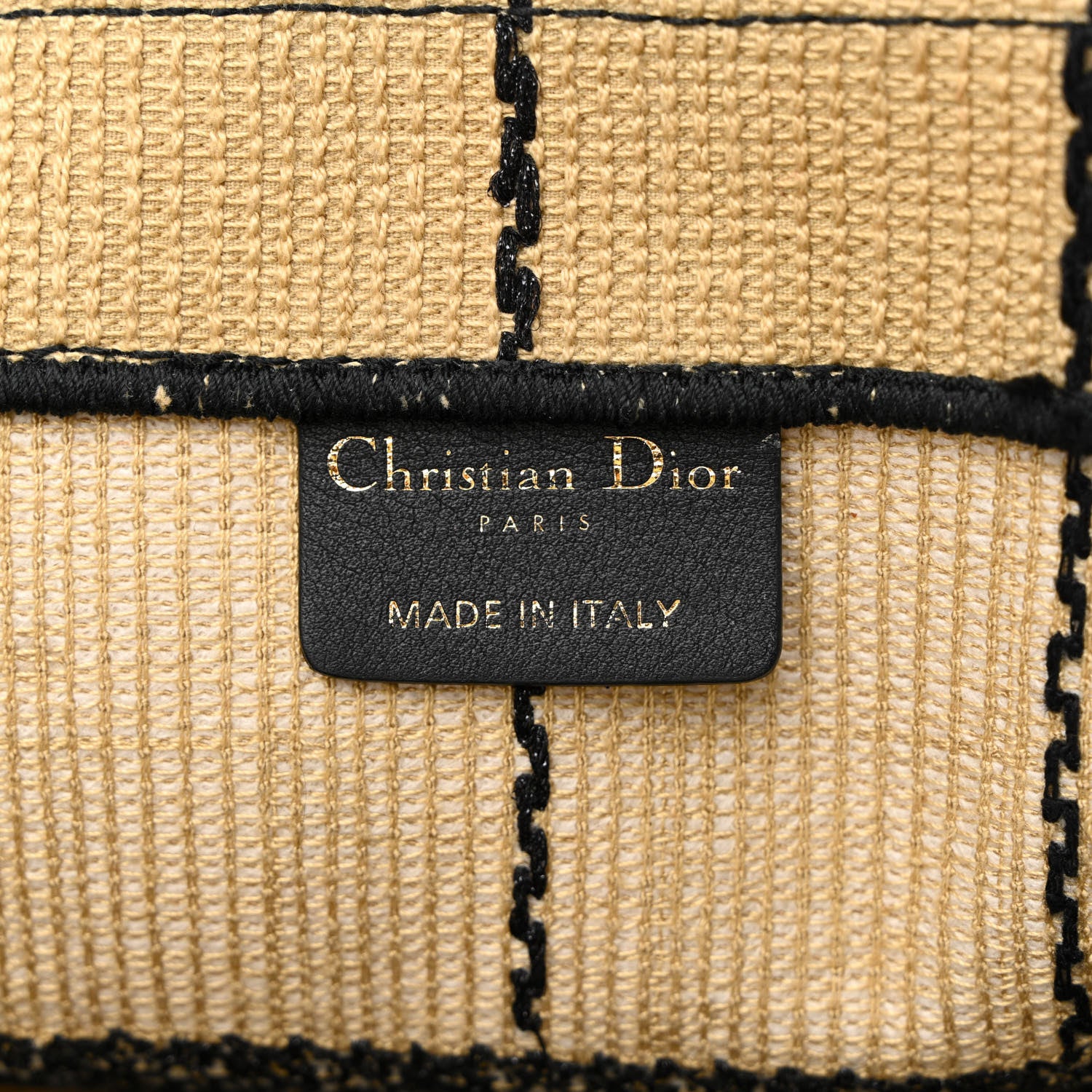 Christian Dior Canvas Embroidered Medium Bayadere Book Tote Black Beige 6 of 15