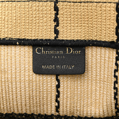 Christian Dior Canvas Embroidered Medium Bayadere Book Tote Black Beige 6 of 15