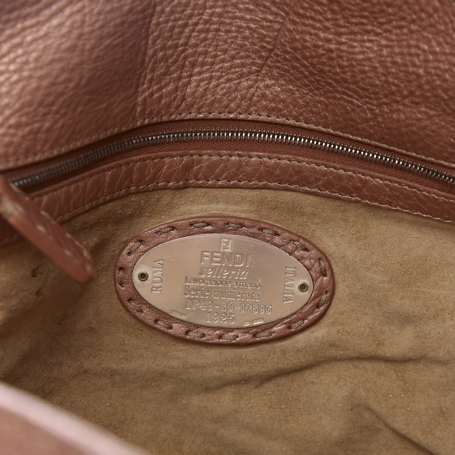 Fendi Cuoio Romano Selleria Large Linda Satchel Bronzo 6 of 23