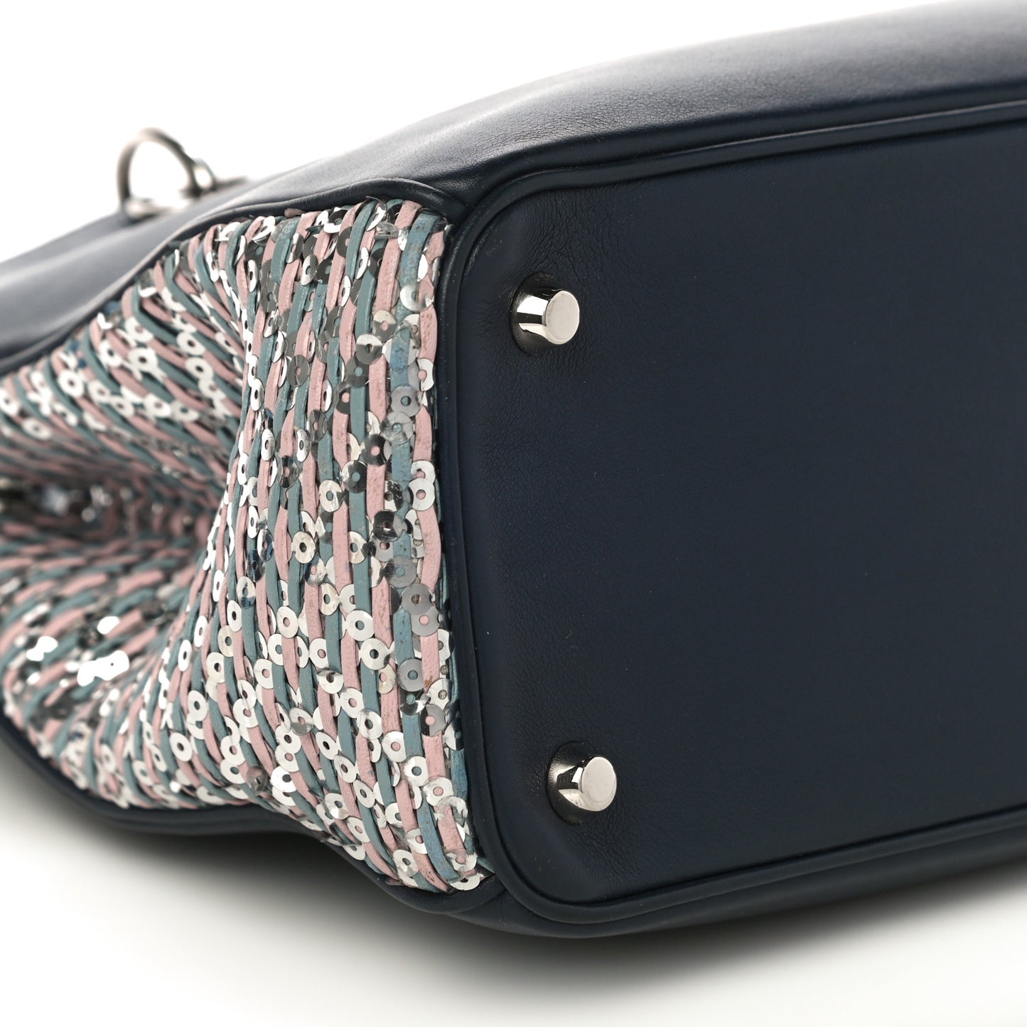 Smooth Calfskin Medium Embellished Diorissimo Bag Navy Multicolor