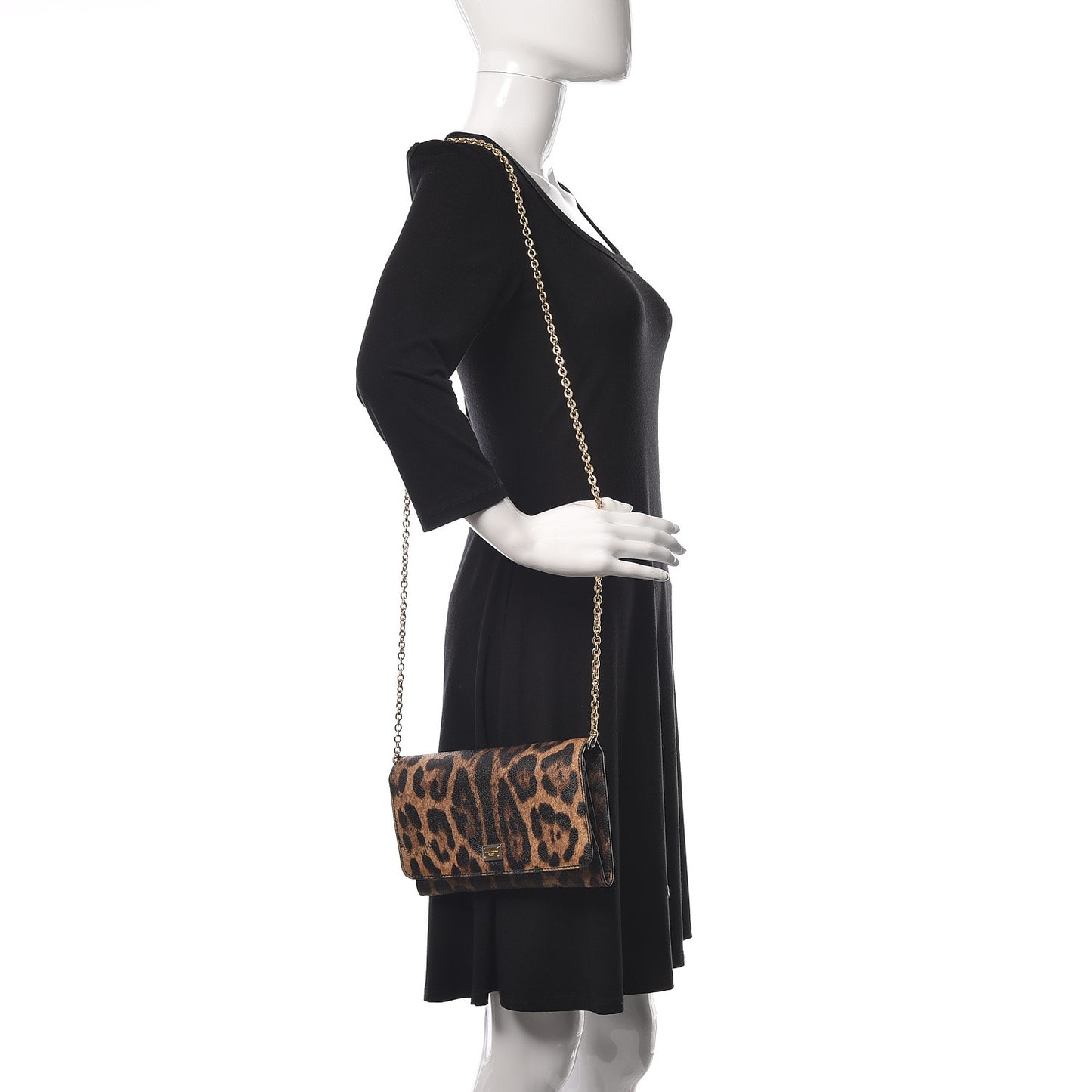 Dauphine Chain Flap Clutch Leopard