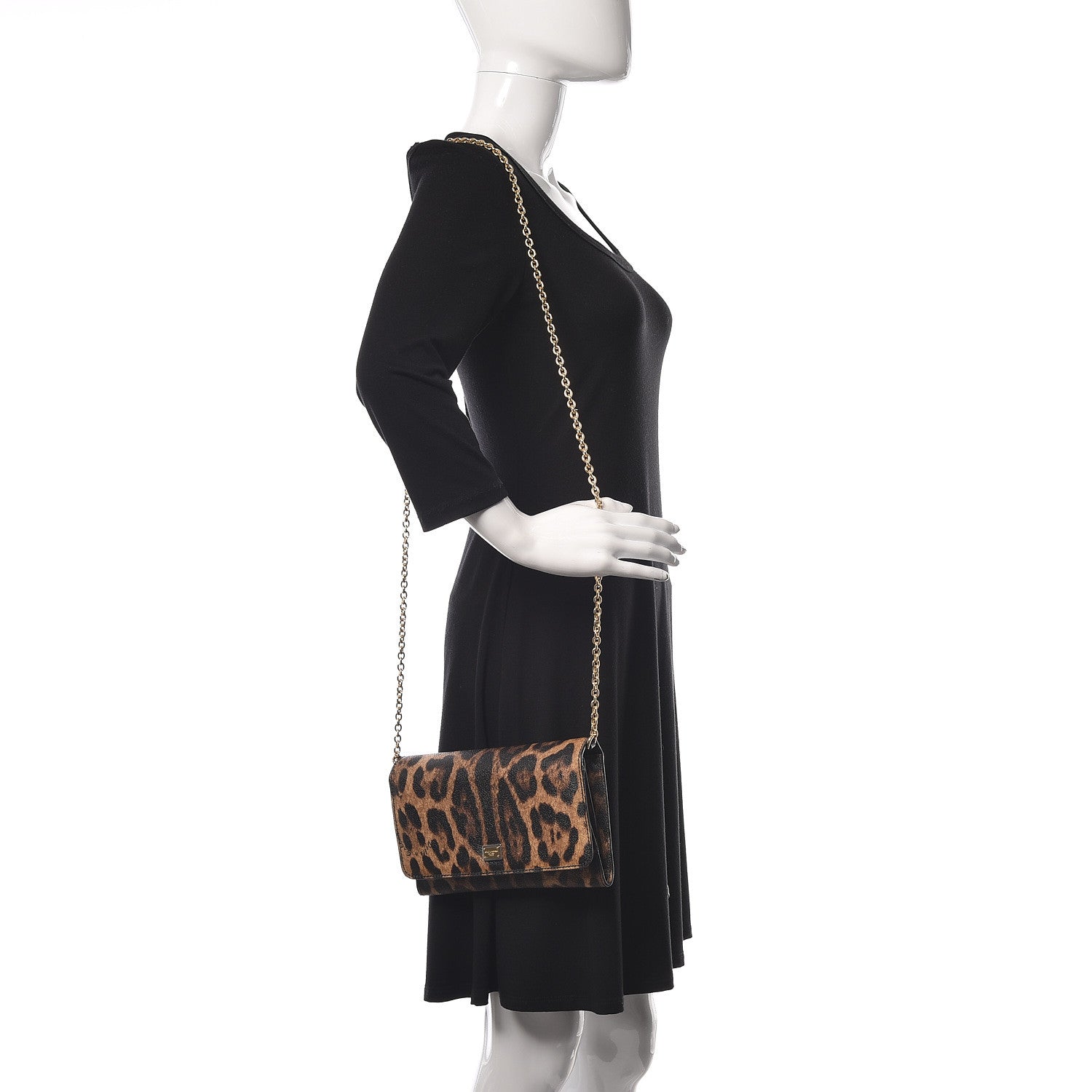 Dolce & Gabbana Dauphine Chain Flap Clutch Leopard 2 of 9