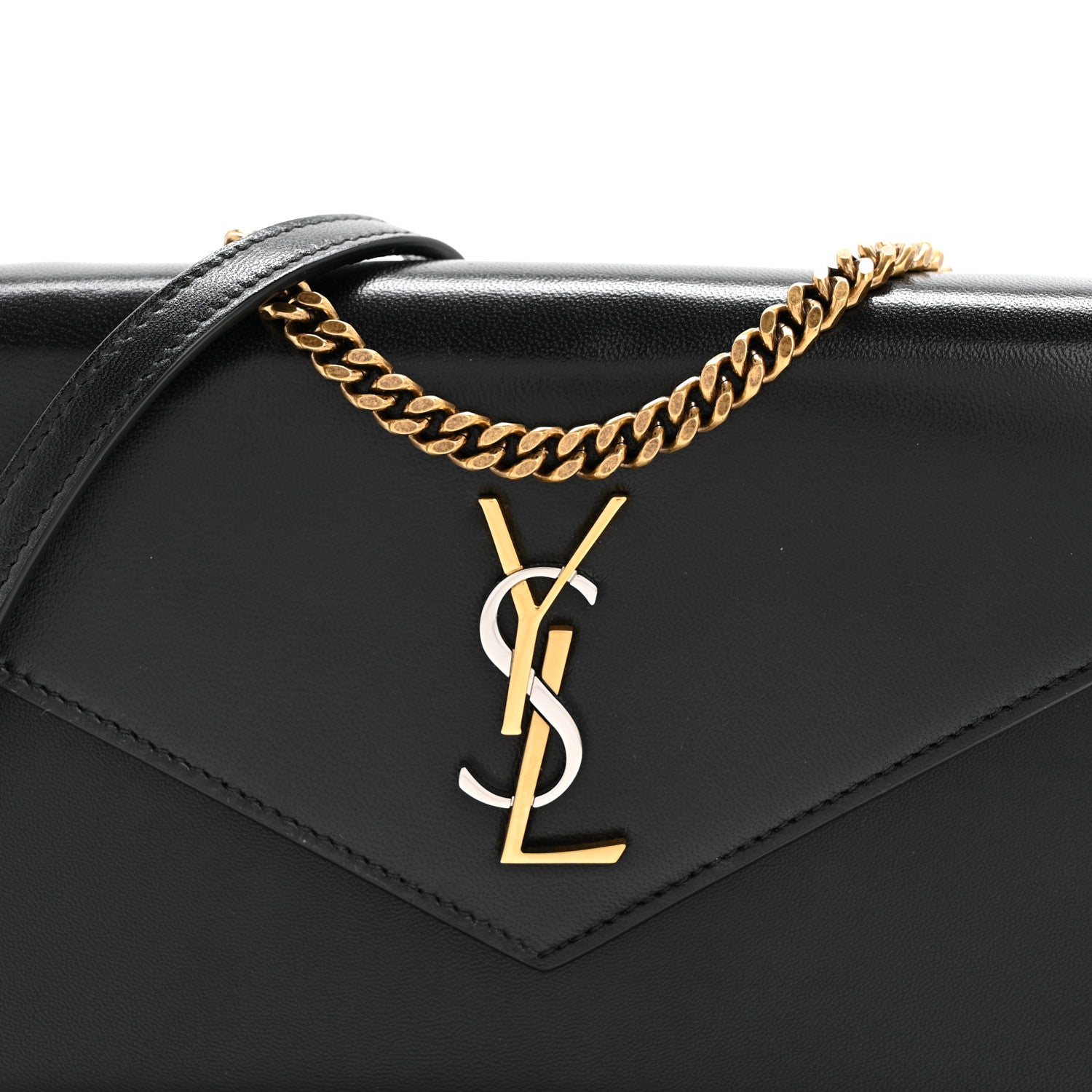 Saint Laurent Smooth Calfskin Nappa Monogram Chain Wallet Black 8 of 13