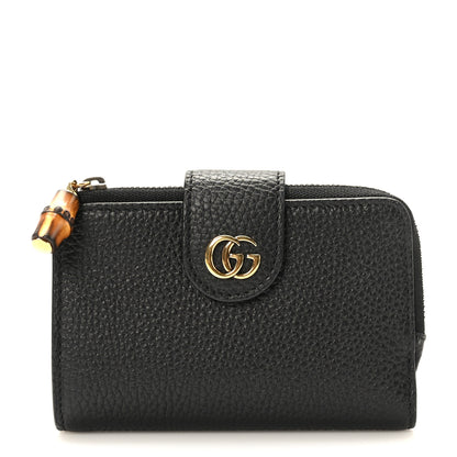Gucci Piuma Calfskin Medium Bamboo Double G Wallet Black 1 of 8