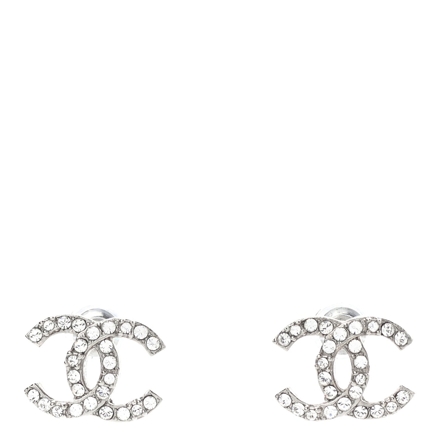 Chanel Crystal CC Earrings Silver 1 of 4