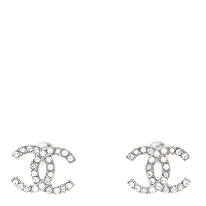 Chanel Crystal CC Earrings Silver 1 of 4