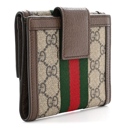 Gucci GG Supreme Monogram Web Ophidia French Flap Wallet Beige New Acero 3 of 8