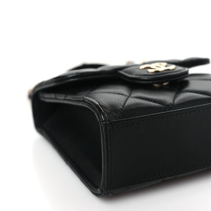 Chanel Lambskin Quilted Top Handle Flap Clutch With Chain Black 8 of 9