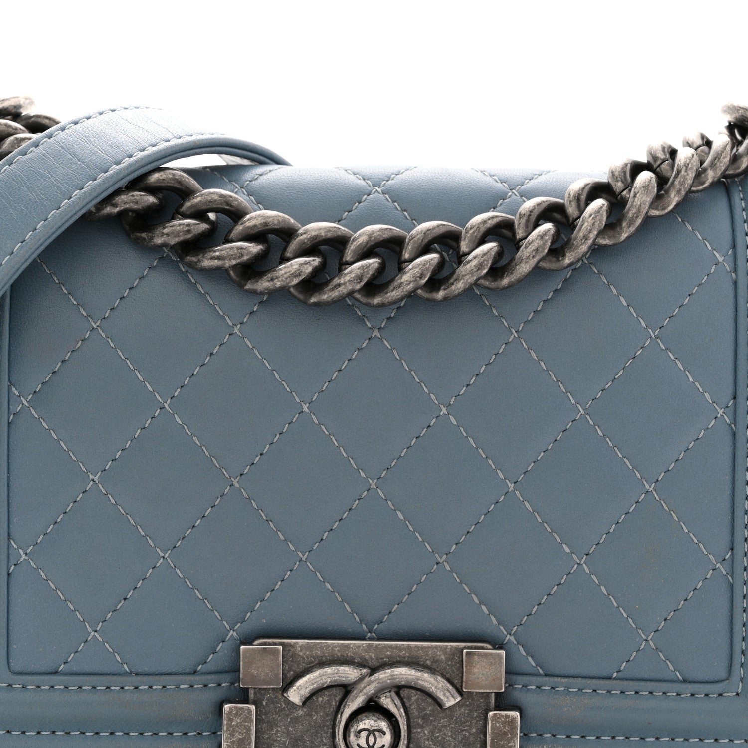 Chanel Lambskin Quilted Small Boy Flap Light Blue 8 of 13
