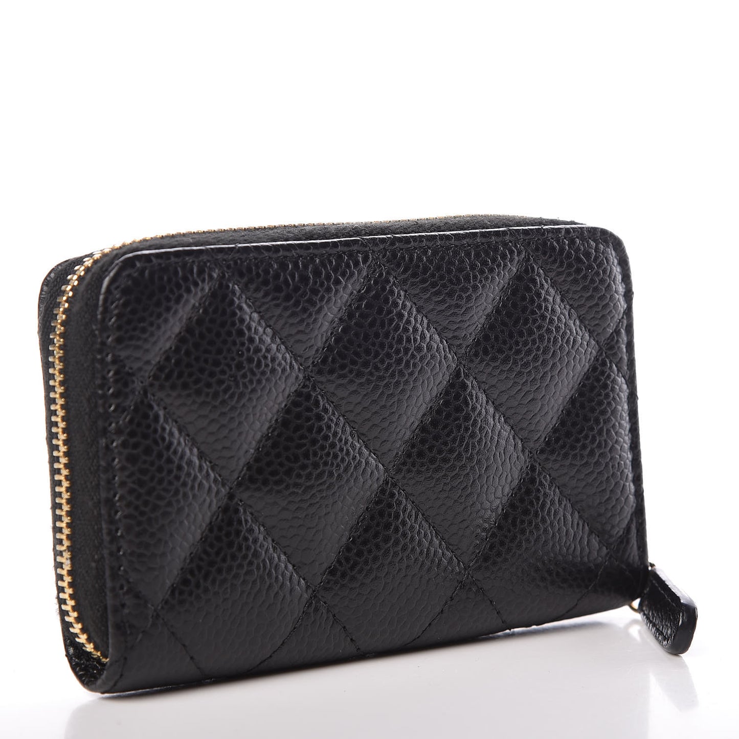 Caviar Quilted Zip Coin Purse Black