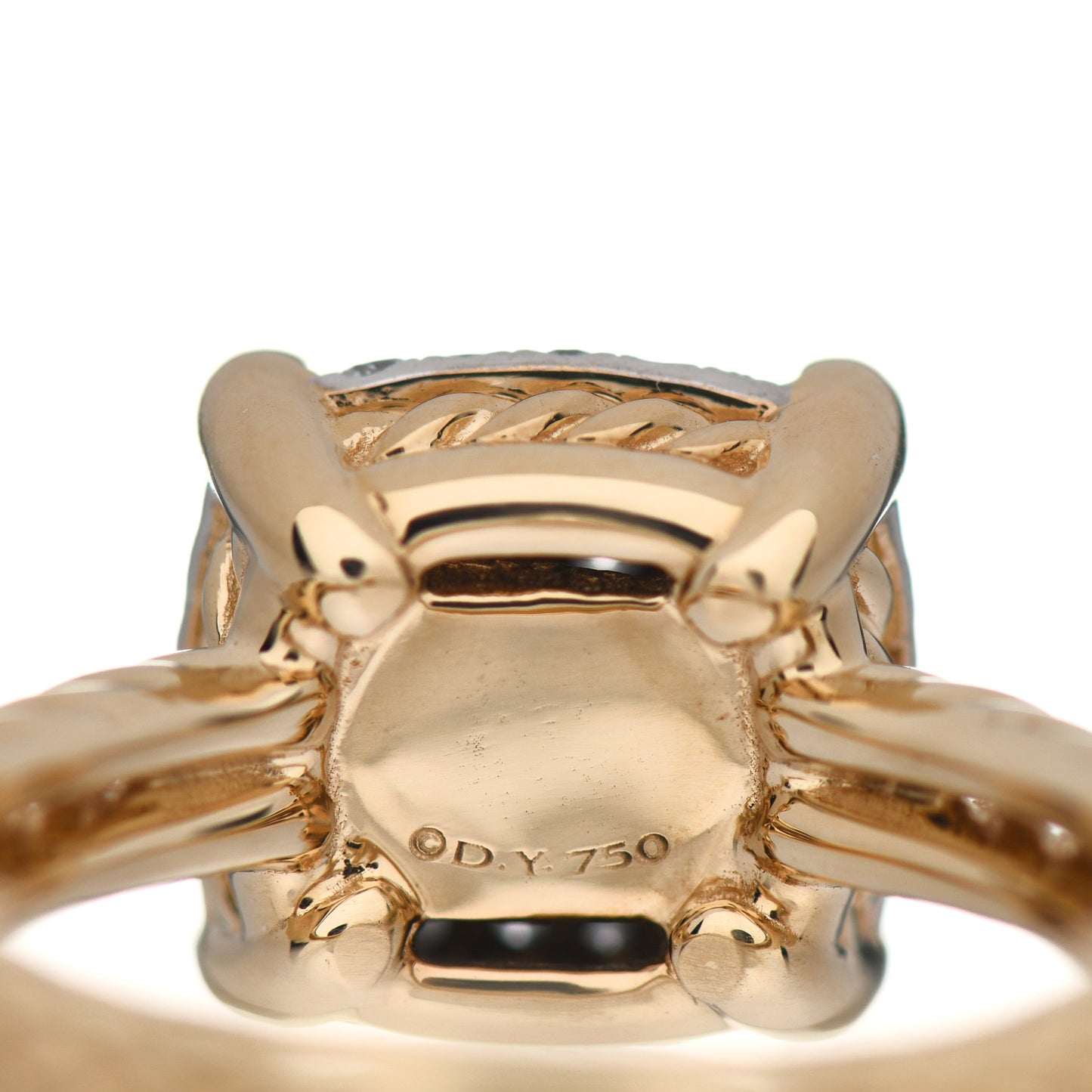 18K Yellow Gold Diamond 11mm Chatelaine Ring 52 6