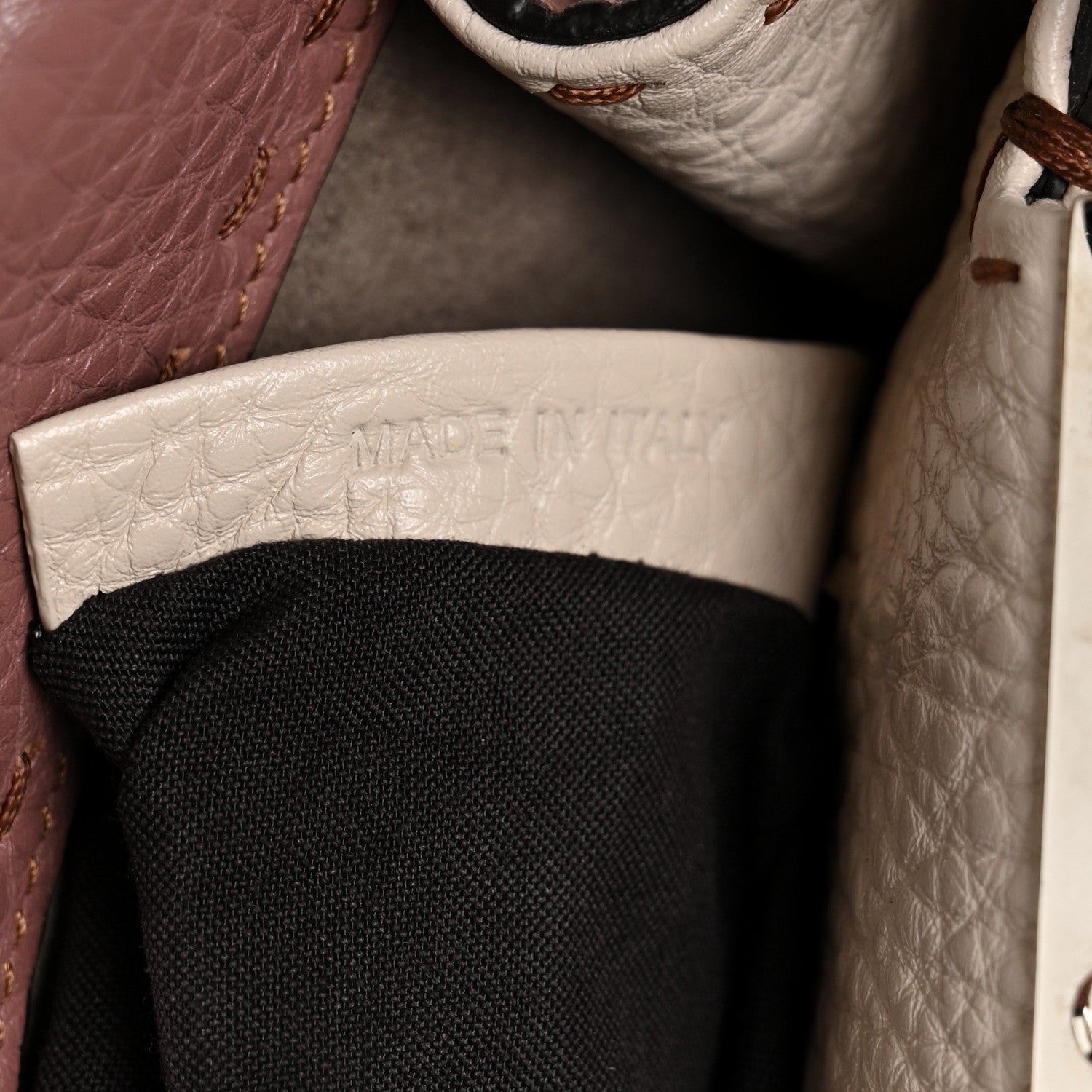 Fendi Cuoio Romano Selleria Bi-Color Mini Peekaboo Iconic Satchel English Rose Camelia 10 of 12
