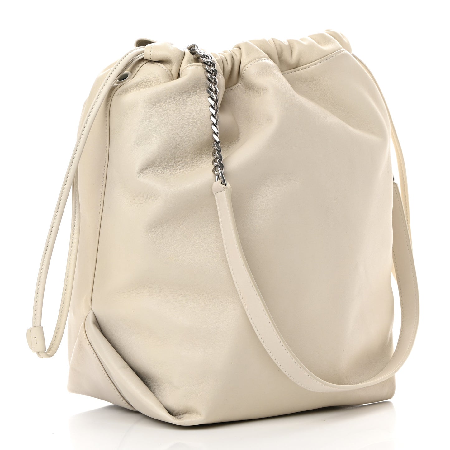 Lambskin Teddy Drawstring Bag Crema Soft
