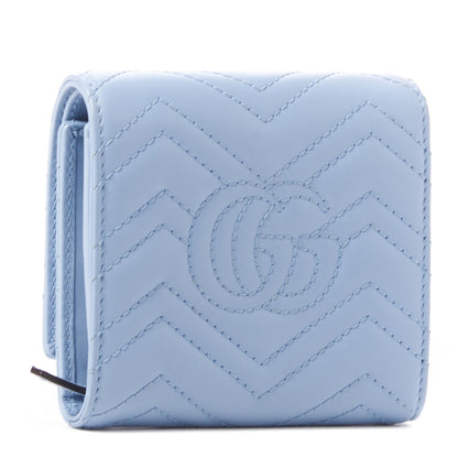 Gucci Calfskin Matelasse GG Marmont Medium Wallet Porcelain Light Blue 2 of 9