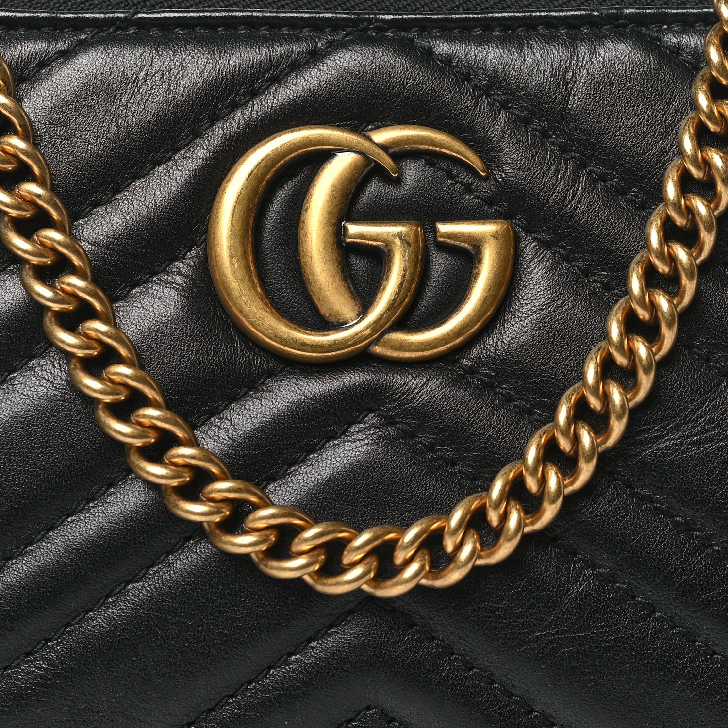 Gucci Calfskin Matelasse Mini GG Marmont Chain Bag Black 7 of 9