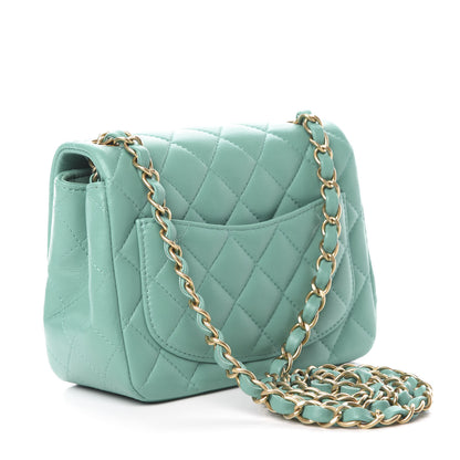 Chanel Lambskin Quilted Mini Square Flap Turquoise 3 of 10