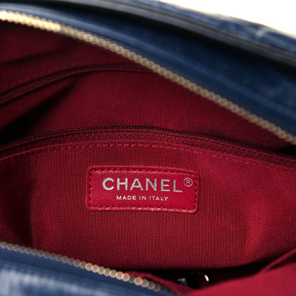 Chanel Aged Calfskin Quilted Medium Gabrielle Hobo Navy Black 6 of 9