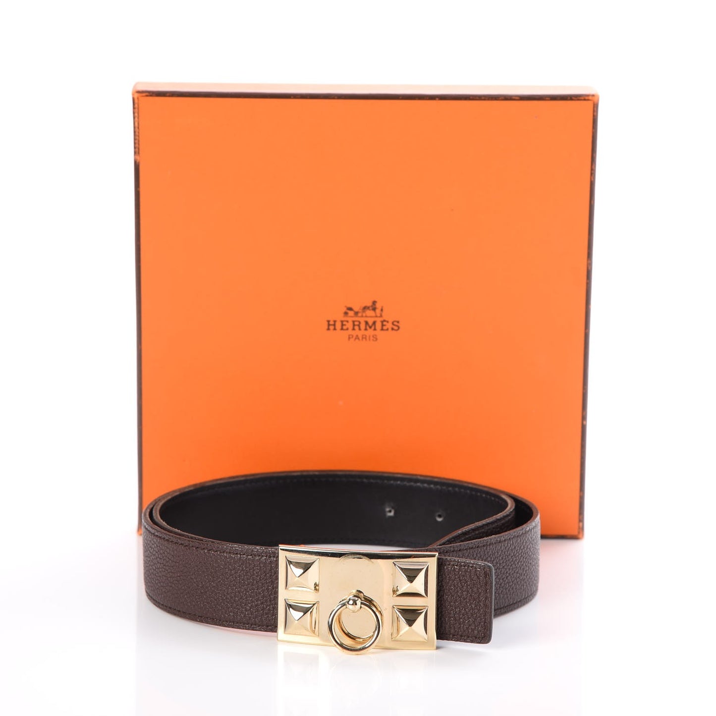 Box Togo 32mm Collier De Chien CDC Belt 80 Black Chocolate