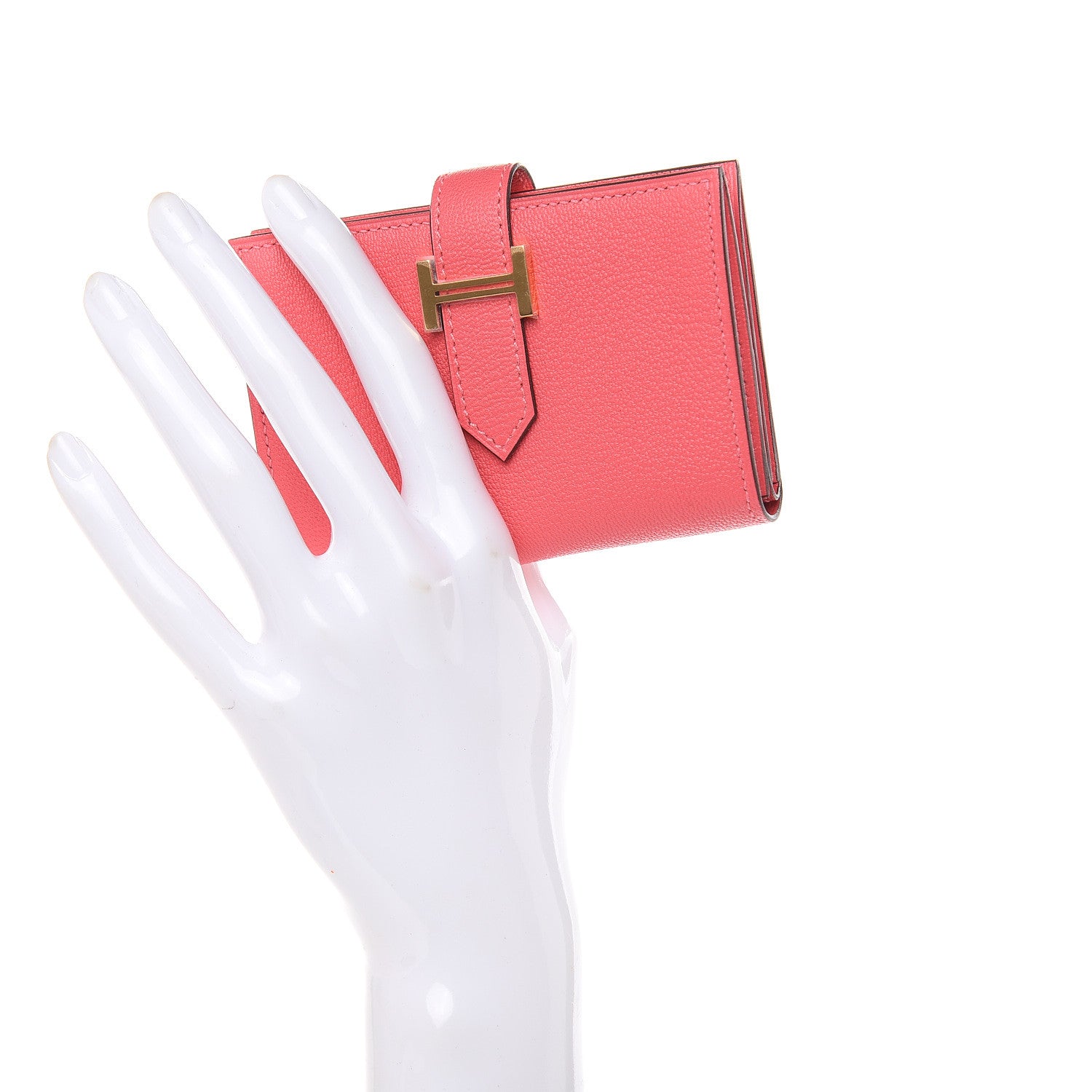 Hermes Chevre Mysore Mini Bearn Wallet Rose Lipstick 2 of 8