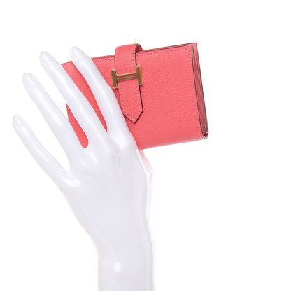 Hermes Chevre Mysore Mini Bearn Wallet Rose Lipstick 2 of 8