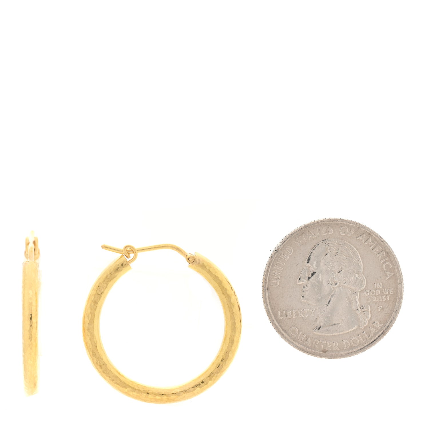 Elizabeth Locke 19K Yellow Gold Giant Hammered Hoop Earrings 2 of 4