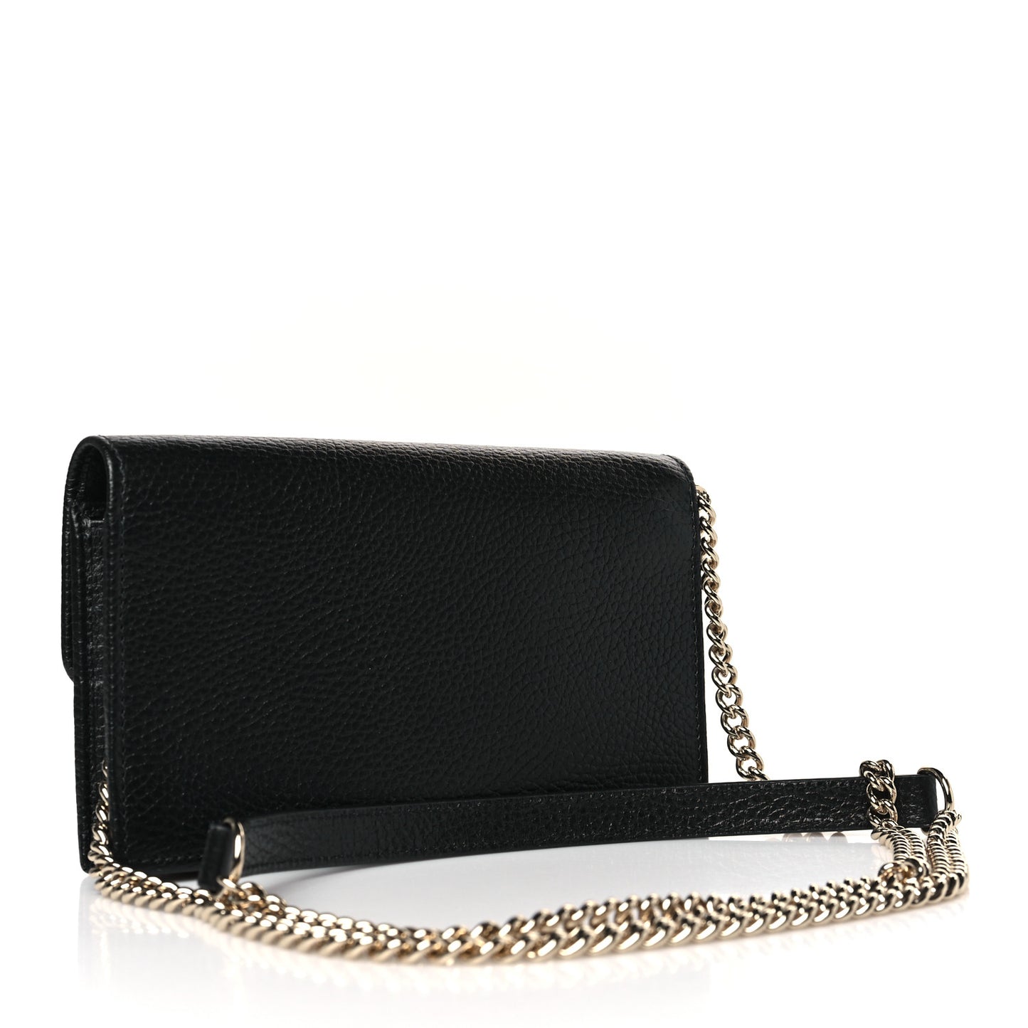 Dollar Calfskin Interlocking G Chain Wallet Black