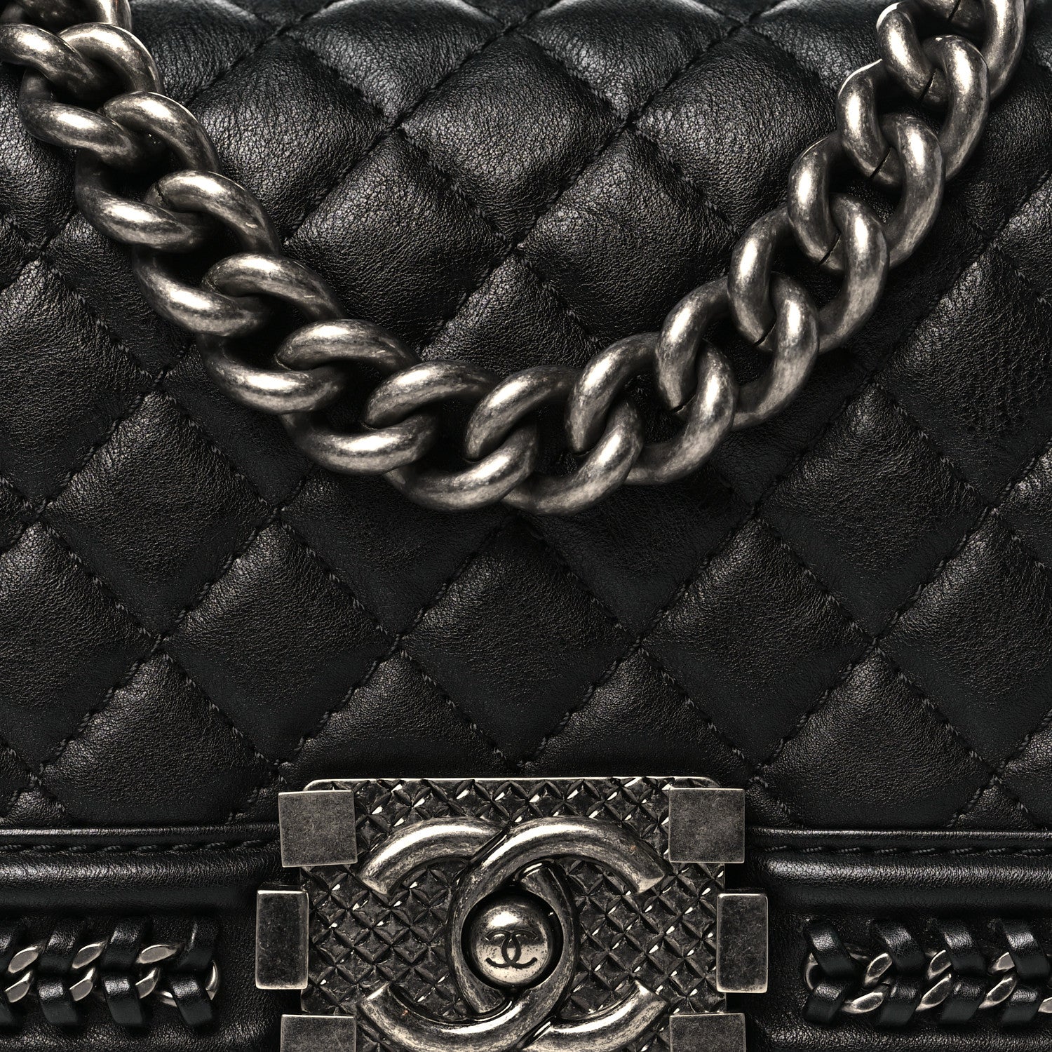 Chanel Calfskin Quilted Small Boy Top Handle Flap Black 8 of 11