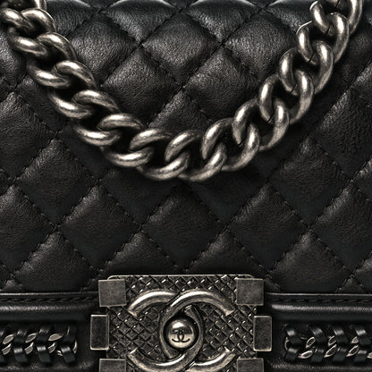 Chanel Calfskin Quilted Small Boy Top Handle Flap Black 8 of 11