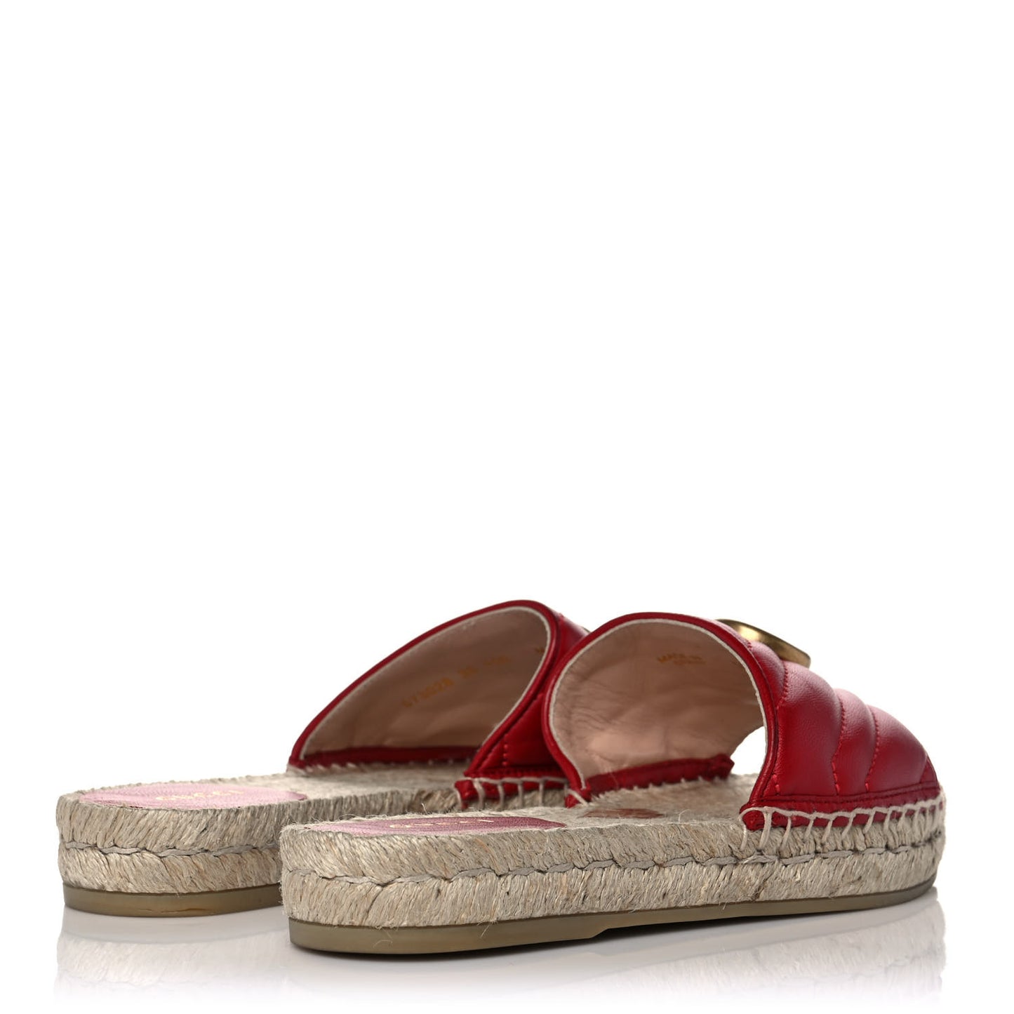 Nappa Matelasse GG Marmont Espadrille Slide Sandals 35 Hibiscus Red