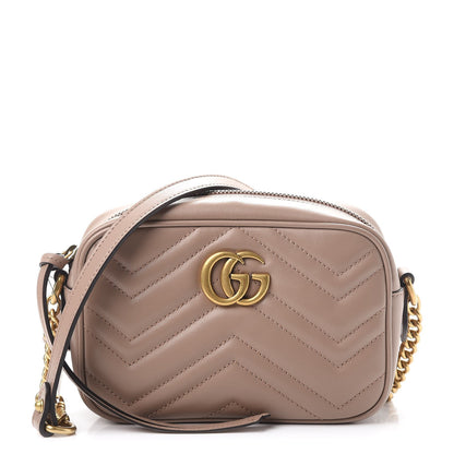 Gucci Calfskin Matelasse Mini GG Marmont Chain Shoulder Bag Porcelain Rose 1 of 8