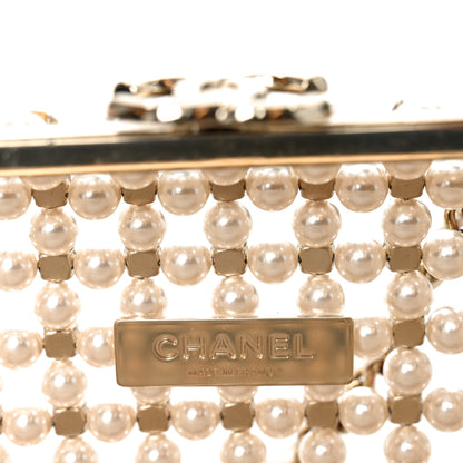 Chanel Metal Pearl Minaudiere CC Evening Bag White Gold Multicolor 6 of 11
