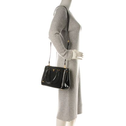 Prada Saffiano Vernice Mini Galleria Double Zip Tote Black 2 of 8