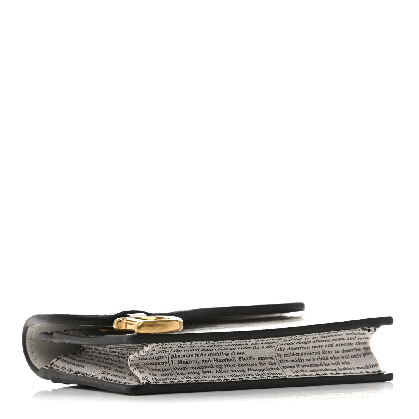 Calfskin Newspaper Printed Saddle Bloom Card Holder White Black