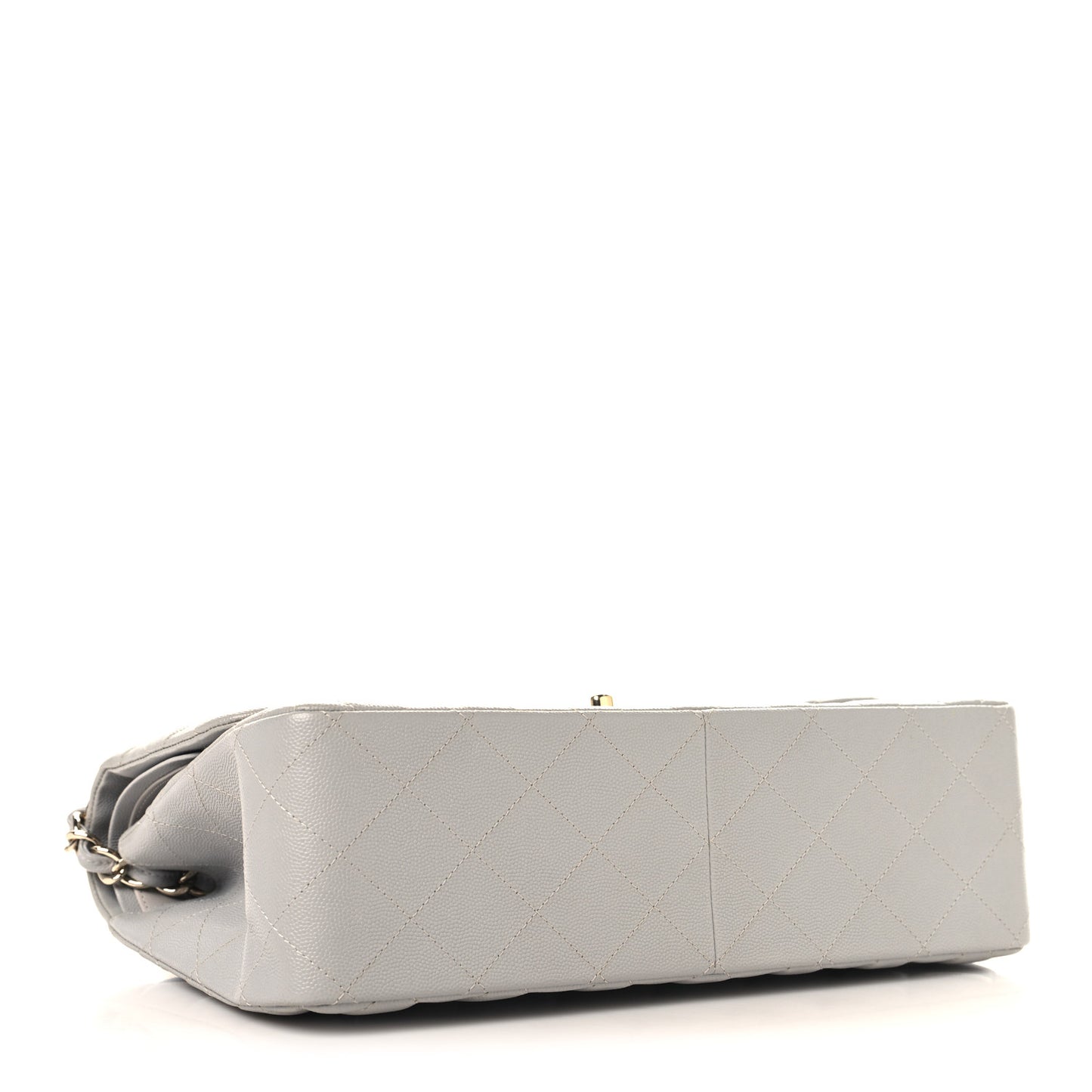 Caviar Quilted Jumbo Double Flap Grey