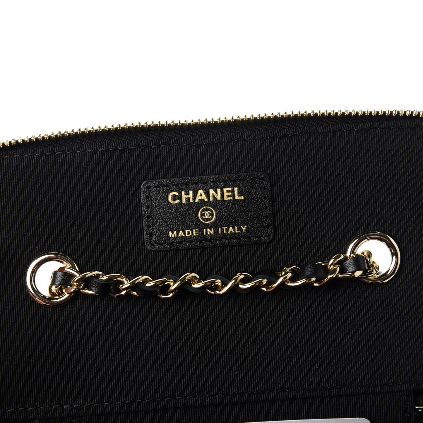 Lambskin Camellia Embossed Small Vanity Case With Chain Black