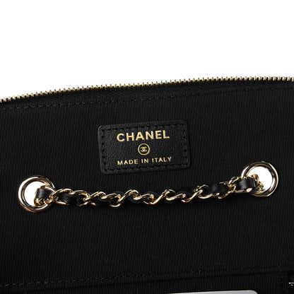 Chanel Lambskin Camellia Embossed Small Vanity Case With Chain Black 8 of 11