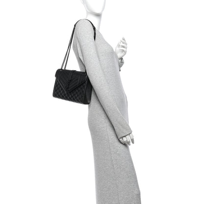 Saint Laurent Grain De Poudre Textured Mixed Matelasse Triquilt Medium Monogram Monochrome Satchel Black 2 of 9