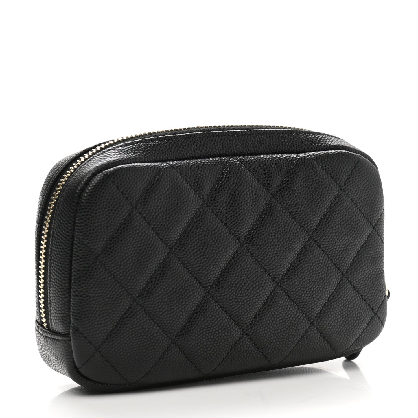 Caviar Quilted Small Curvy Pouch Cosmetic Case Black