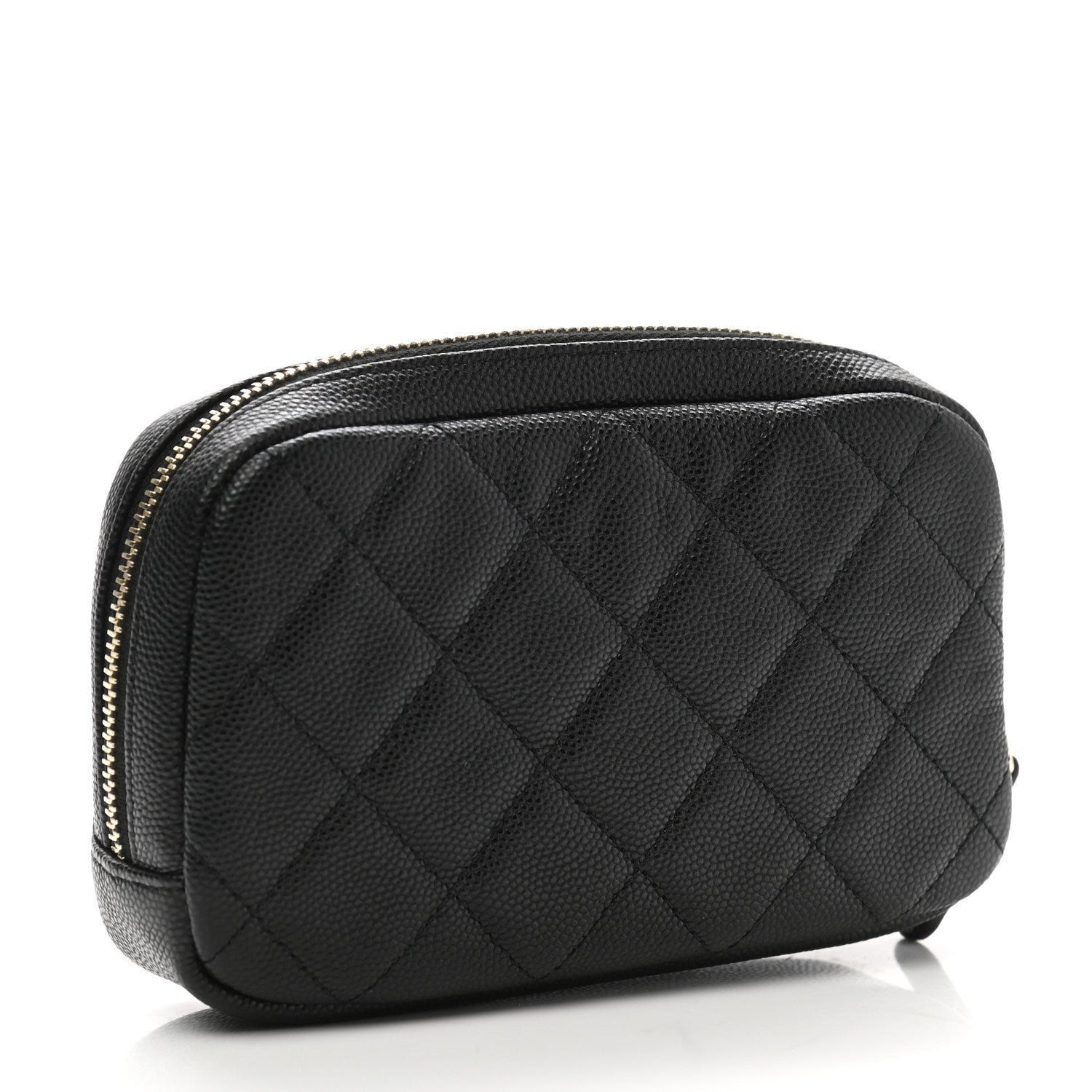 Chanel Caviar Quilted Small Curvy Pouch Cosmetic Case Black 3 of 8