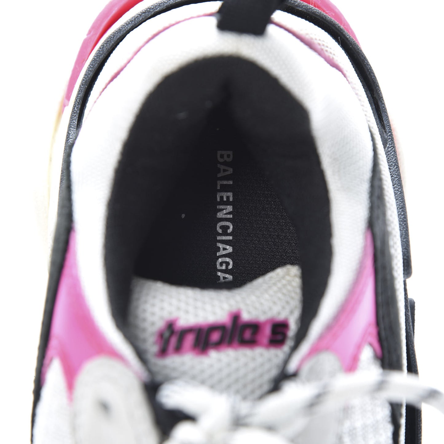 Fabric Mesh Womens Triple S Sneakers 36 Rose Fluo Black White