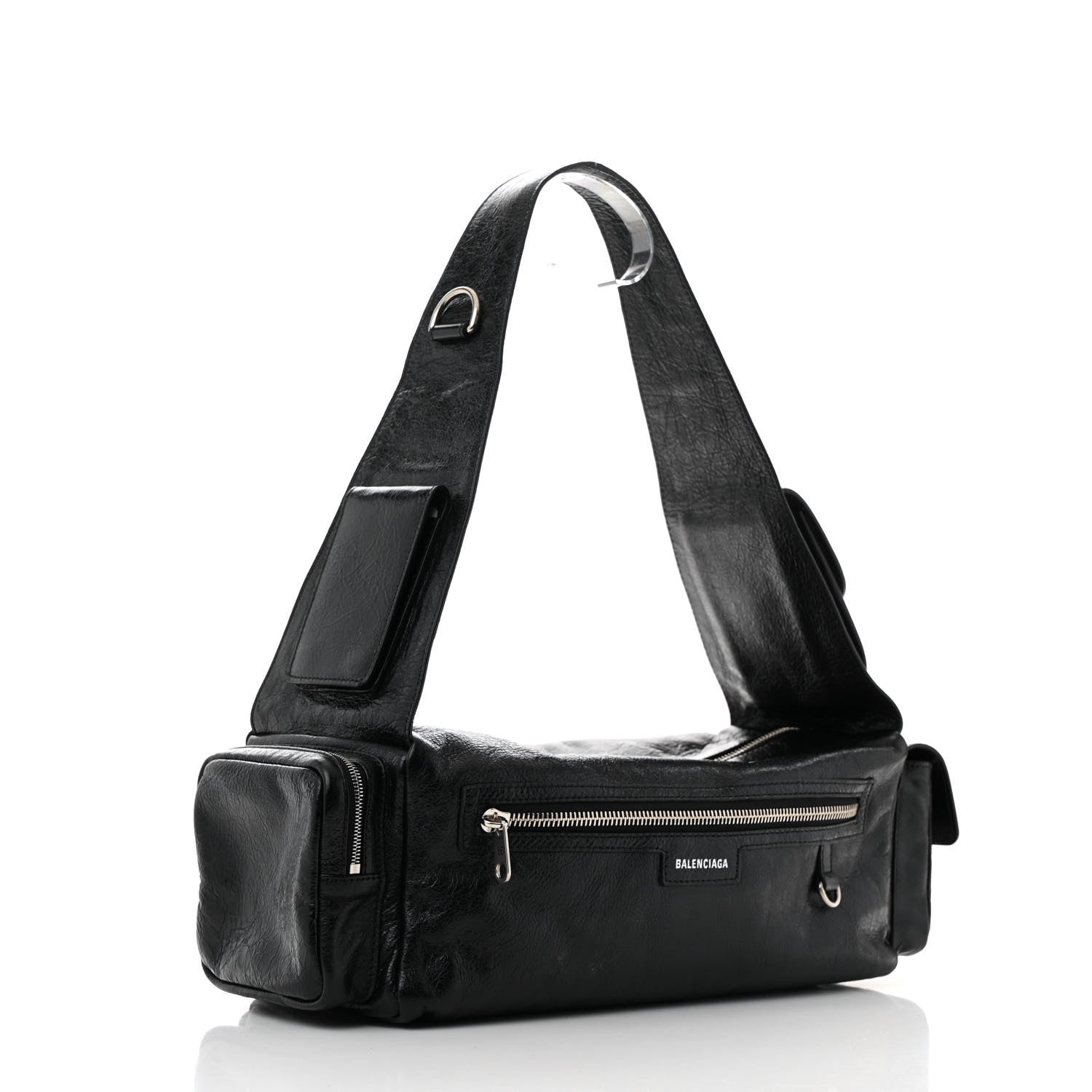 Balenciaga Agneau Arena Men's Superbusy Small Sling Zip Shoulder Bag Black 3 of 10