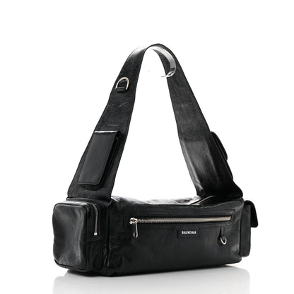 Balenciaga Agneau Arena Men's Superbusy Small Sling Zip Shoulder Bag Black 3 of 10