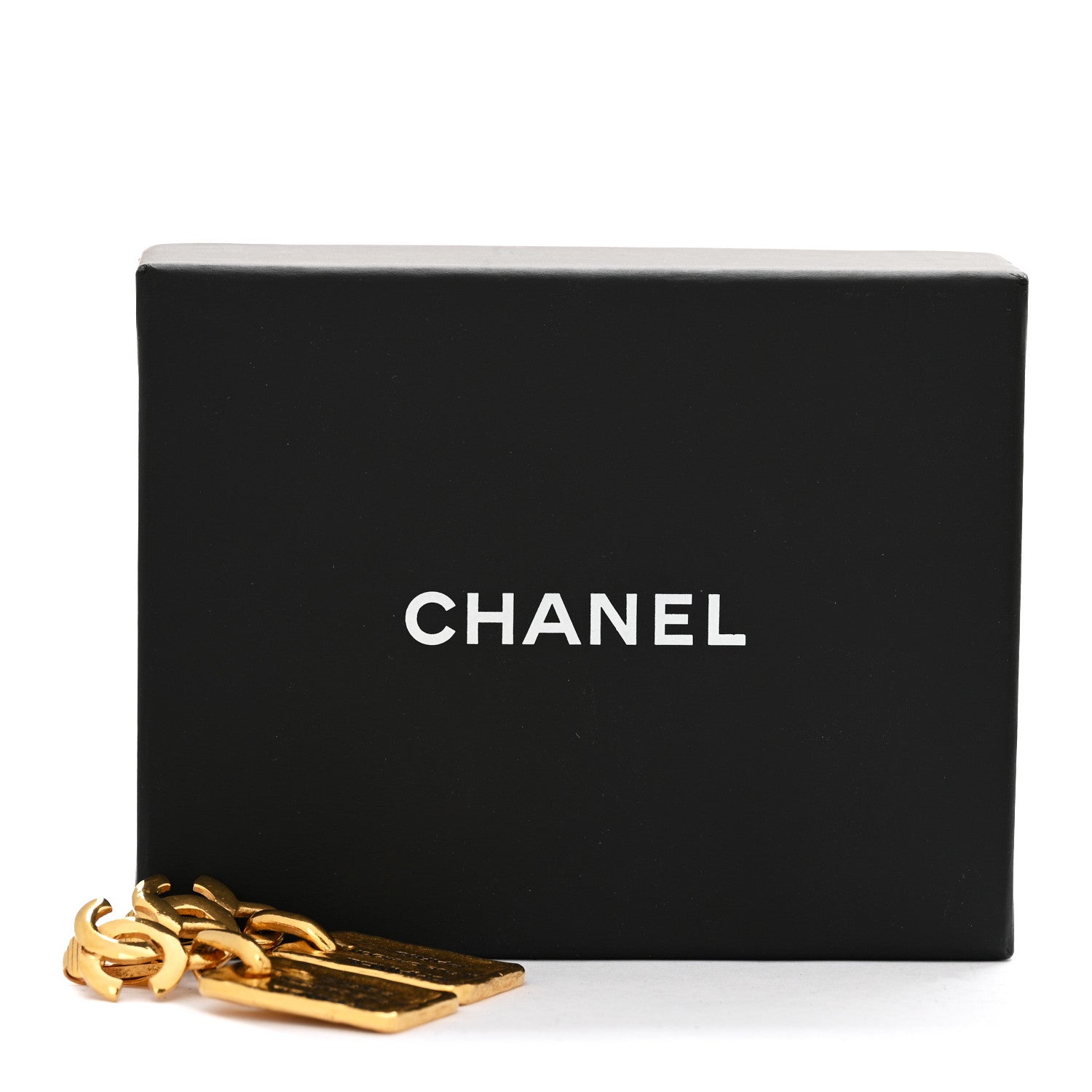 Chanel Metal Quilted Tag Drop Clip On Earrings Gold 6 of 6