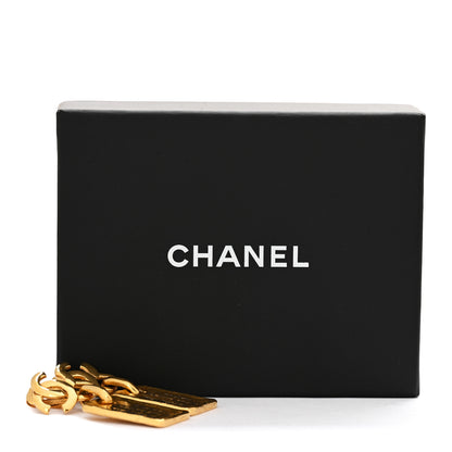 Chanel Metal Quilted Tag Drop Clip On Earrings Gold 6 of 6