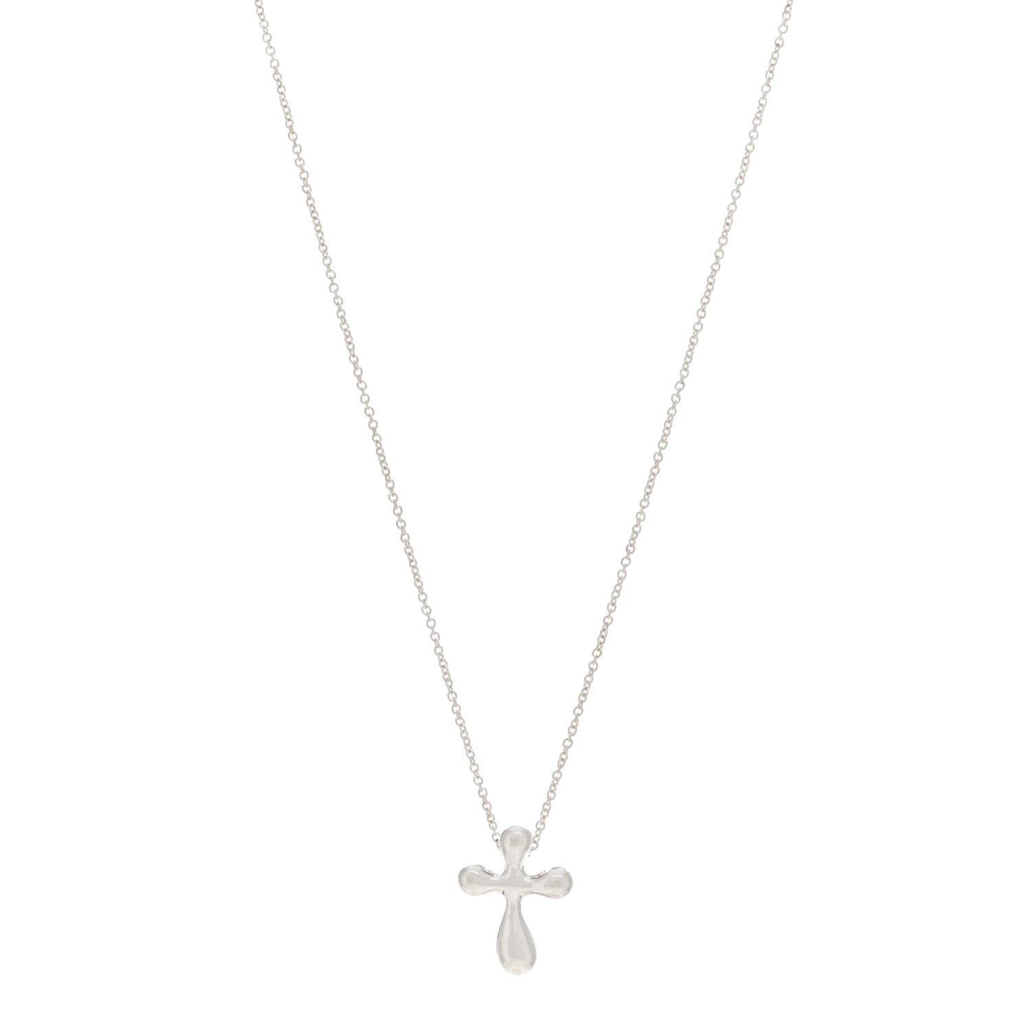 Tiffany Sterling Silver 16mm Elsa Peretti Cross Pendant Necklace 1 of 5